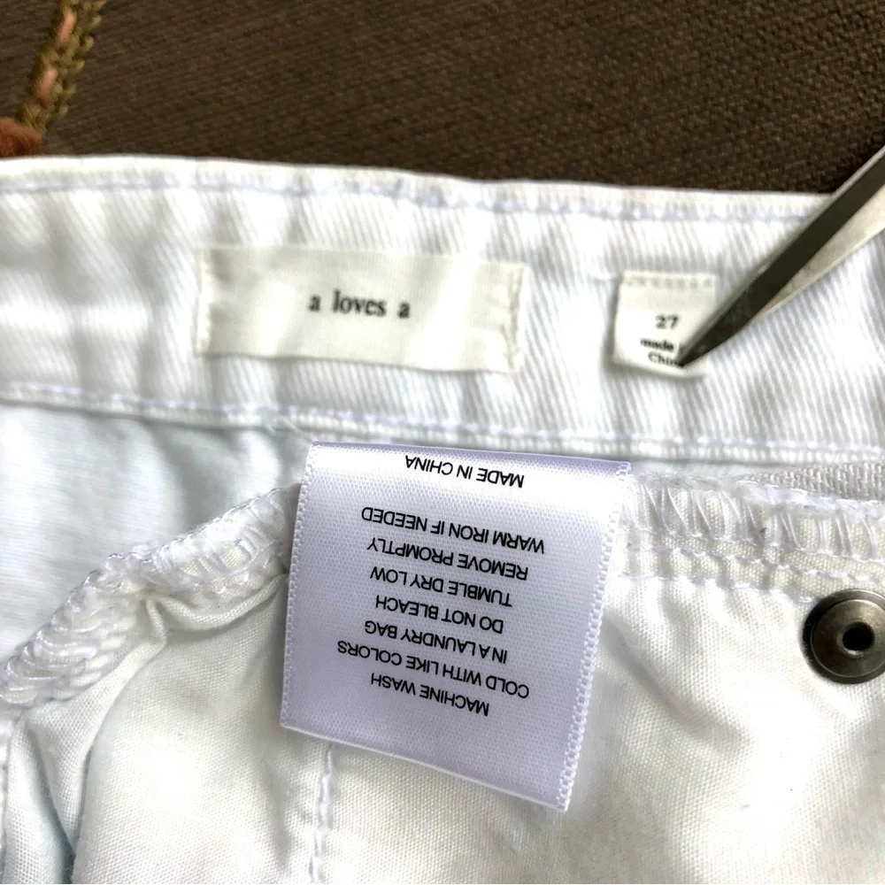 A Loves A Shorts Denim White Cotton Button Fly (27) - Picture 5 of 7